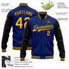 Custom Royal Gold-Black Bomber Full-Snap Varsity Letterman Two Tone Jacket