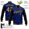 Custom Royal Old Gold-Black Bomber Full-Snap Varsity Letterman Two Tone Jacket