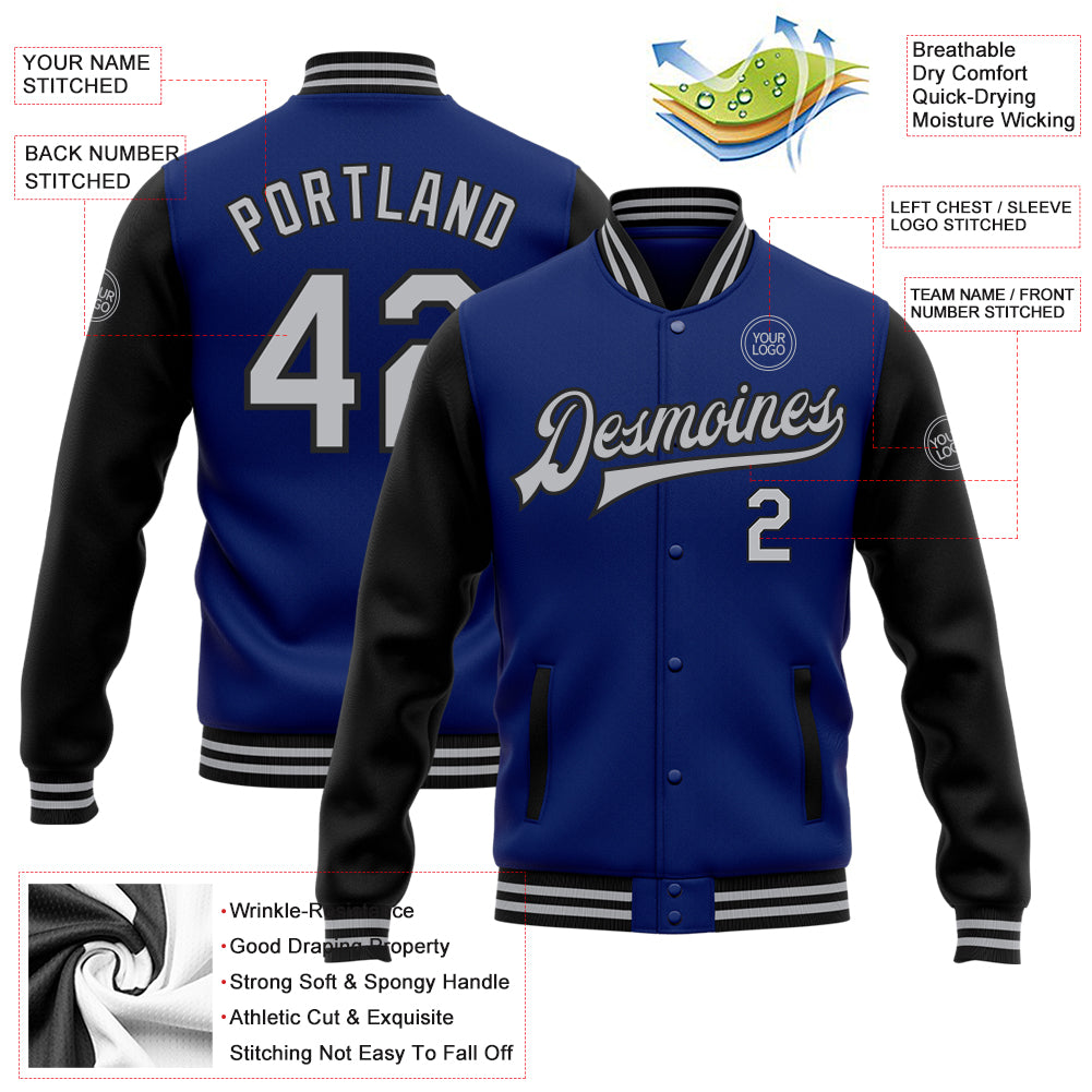 Full-Snap Royal and Gray Los Angeles Dodgers Hoodie Jacket