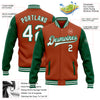 Custom Texas Orange White-Kelly Green Bomber Full-Snap Varsity Letterman Two Tone Jacket