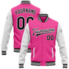 Custom Pink Black-White Bomber Full-Snap Varsity Letterman Two Tone Jacket