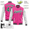 Custom Pink Kelly Green-White Bomber Full-Snap Varsity Letterman Two Tone Jacket