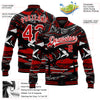 Custom Figure Red-Black 3D Pattern Design Bomber Full-Snap Varsity Letterman Jacket