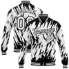 Custom White Black 3D Pattern Design Bomber Full-Snap Varsity Letterman Jacket