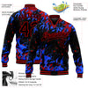 Custom Black Red-Royal 3D Pattern Design Bomber Full-Snap Varsity Letterman Jacket