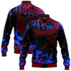 Custom Black Red-Royal 3D Pattern Design Bomber Full-Snap Varsity Letterman Jacket