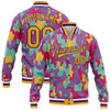 Custom Camo Gold-Purple Fluorescent Camouflage 3D Bomber Full-Snap Varsity Letterman Salute To Service Jacket