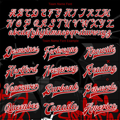 Custom Graffiti Pattern Red-Black Dark Abstract Urban Street Art 3D Bomber Full-Snap Varsity Letterman Jacket