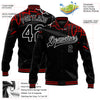 Custom Graffiti Pattern Black-Red Dark Abstract Urban Street Art 3D Bomber Full-Snap Varsity Letterman Jacket