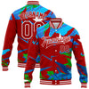 Custom Graffiti Pattern Red-White Hiphop Abstract Urban Street Art 3D Bomber Full-Snap Varsity Letterman Jacket