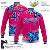 Custom Graffiti Pattern Royal-White Hiphop Abstract Urban Street Art 3D Bomber Full-Snap Varsity Letterman Jacket