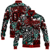 Custom Graffiti Pattern Black-Red Abstract Grunge Art 3D Bomber Full-Snap Varsity Letterman Jacket