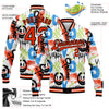 Custom Graffiti Pattern Orange-Black Abstract Grunge Art 3D Bomber Full-Snap Varsity Letterman Jacket