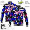 Custom Graffiti Pattern White-Pink Modern Geometric Grunge Art 3D Bomber Full-Snap Varsity Letterman Jacket