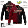 Custom Black Crimson-City Cream Bomber Full-Snap Varsity Letterman Gradient Fashion Jacket