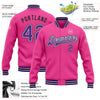 Custom Pink Purple-Black Bomber Full-Snap Varsity Letterman Jacket