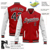 Custom Red Black-White Bomber Full-Snap Varsity Letterman Two Tone Jacket