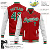 Custom Red Kelly Green-White Bomber Full-Snap Varsity Letterman Two Tone Jacket