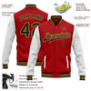 Custom Red Black-Old Gold Bomber Full-Snap Varsity Letterman Two Tone Jacket