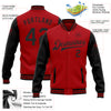 Custom Red Black Bomber Full-Snap Varsity Letterman Two Tone Jacket