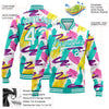 Custom Graffiti Pattern White-Aqua Abstract Watercolor 3D Bomber Full-Snap Varsity Letterman Jacket