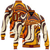 Custom Graffiti Pattern Crimson-Gold Groovy Psychedelic 3D Bomber Full-Snap Varsity Letterman Jacket