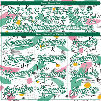 Custom Graffiti Pattern White-Kelly Green Grunge Art 3D Bomber Full-Snap Varsity Letterman Jacket