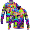 Custom Graffiti Pattern Orange-White Grunge Street Art 3D Bomber Full-Snap Varsity Letterman Jacket