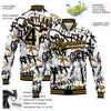 Custom Graffiti Pattern Black-Old Gold Grunge Urban Street Art 3D Bomber Full-Snap Varsity Letterman Jacket