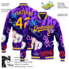 Custom Graffiti Pattern Gold-Purple Hiphop Urban Street Art 3D Bomber Full-Snap Varsity Letterman Jacket