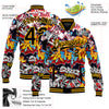 Custom Graffiti Pattern Black-Gold Grunge Urban Street Art 3D Bomber Full-Snap Varsity Letterman Jacket