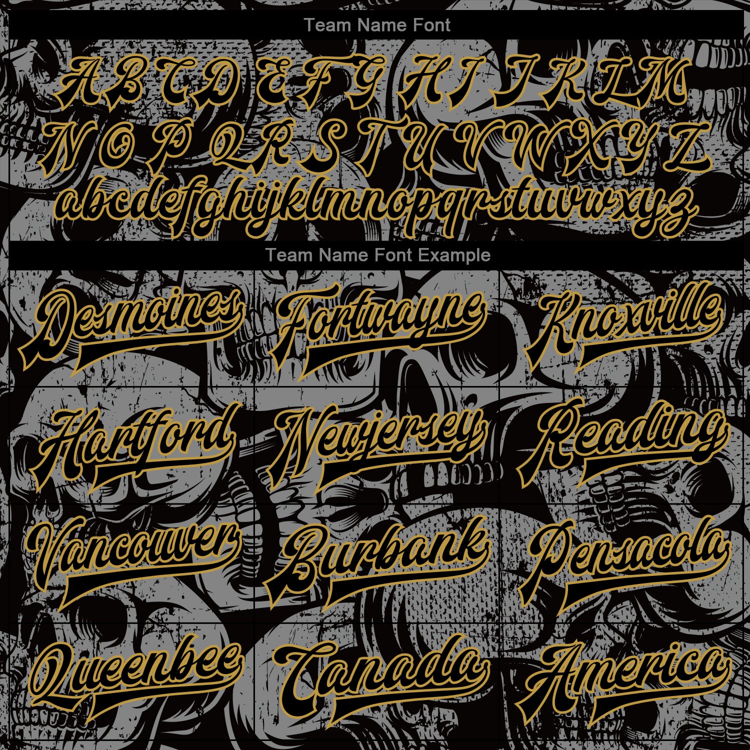 Custom Black Old Gold Skull Fashion 3D Bomber Full-Snap Varsity Letterman Jacket