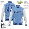 Custom Light Blue Royal-White Bomber Full-Snap Varsity Letterman Two Tone Jacket