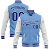 Custom Light Blue Royal-White Bomber Full-Snap Varsity Letterman Two Tone Jacket