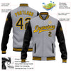 Custom Gray Black-Gold Bomber Full-Snap Varsity Letterman Two Tone Jacket