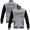 Custom Gray Black Bomber Full-Snap Varsity Letterman Two Tone Jacket