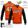 Custom Orange White-Black Bomber Full-Snap Varsity Letterman Two Tone Jacket