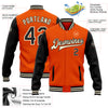 Custom Orange Black-Cream Bomber Full-Snap Varsity Letterman Two Tone Jacket