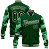 Custom Green Cream Camo Sleeves 3D Pattern Design Bomber Full-Snap Varsity Letterman Jacket