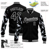 Custom Black White Flying Bird Sleeves 3D Pattern Design Bomber Full-Snap Varsity Letterman Jacket