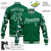 Custom Kelly Green White Flying Bird Sleeves 3D Pattern Design Bomber Full-Snap Varsity Letterman Jacket