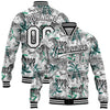 Custom Camo White-Black Tropical Jungle Animal 3D Pattern Design Bomber Full-Snap Varsity Letterman Salute To Service Jacket