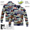 Custom Camo Navy-White Tiger 3D Pattern Design Bomber Full-Snap Varsity Letterman Salute To Service Jacket