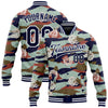 Custom Camo Navy-White Tiger 3D Pattern Design Bomber Full-Snap Varsity Letterman Salute To Service Jacket