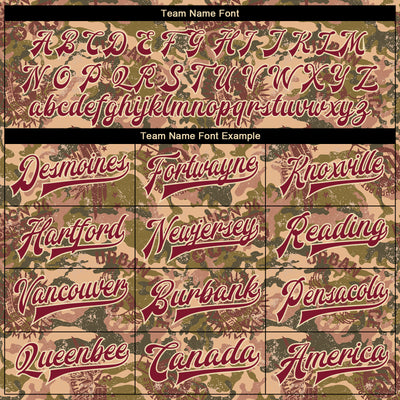 Custom Camo Crimson City Cream-Black Military Badge 3D Pattern Design Bomber Full-Snap Varsity Letterman Salute To Service Jacket