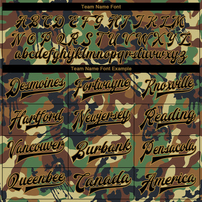 Custom Camo Black-Old Gold Graffiti Drips 3D Pattern Design Bomber Full-Snap Varsity Letterman Salute To Service Jacket