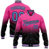 Custom Pink Light Blue-Black Bomber Full-Snap Varsity Letterman Fade Fashion Jacket