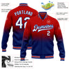 Custom Red White-Royal Bomber Full-Snap Varsity Letterman Fade Fashion Jacket