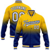 Custom Yellow White-Royal Bomber Full-Snap Varsity Letterman Fade Fashion Jacket