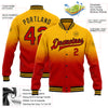 Custom Gold Red-Black Bomber Full-Snap Varsity Letterman Fade Fashion Jacket